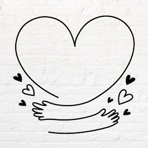 Hug Heart Frame, png, dxf, eps, pdf