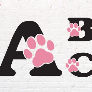 Dog paw monogram svg, Alphabet svg, png, dxf, eps, pdf