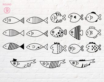 Cute Fish svg, Fish Outline, Fish School, Fishes, png, eps, pdf, dxf