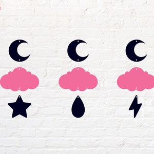Ein neuer Mond Ohrring svg, Wolkenohrring svg, png, dxf, eps, pdf