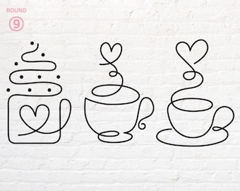 Coffee Outline svg, Tea Cup Outline svg, Coffee Cup Outline svg, png, dxf, eps, pdf