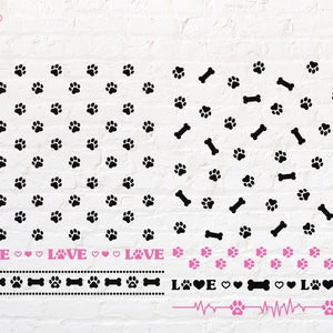Paw divider svg, hondenpootpatroon, png, dxf, eps, pdf
