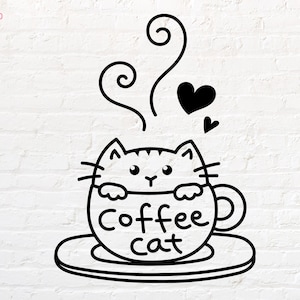 Gato de café svg, png, dxf, eps, pdf