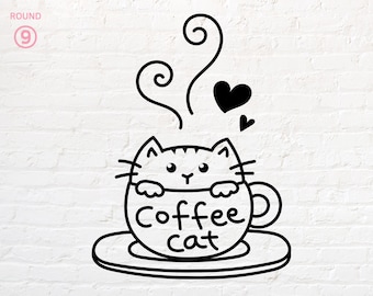 Koffie kat svg, png, dxf, eps, pdf