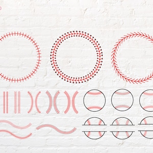Può includere: Un set di nove file di taglio SVG a tema baseball. I file includono una varietà di punti di cucitura del baseball, tra cui cerchi, linee e archi. I file sono perfetti per creare artigianato personalizzato a tema baseball.