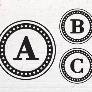 Alphabet svg, gepunkteter Kreis Monogramm svg, png, dxf, eps, pdf