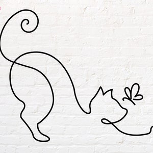 Katze mit Schmetterling svg, png, dxf, eps, pdf