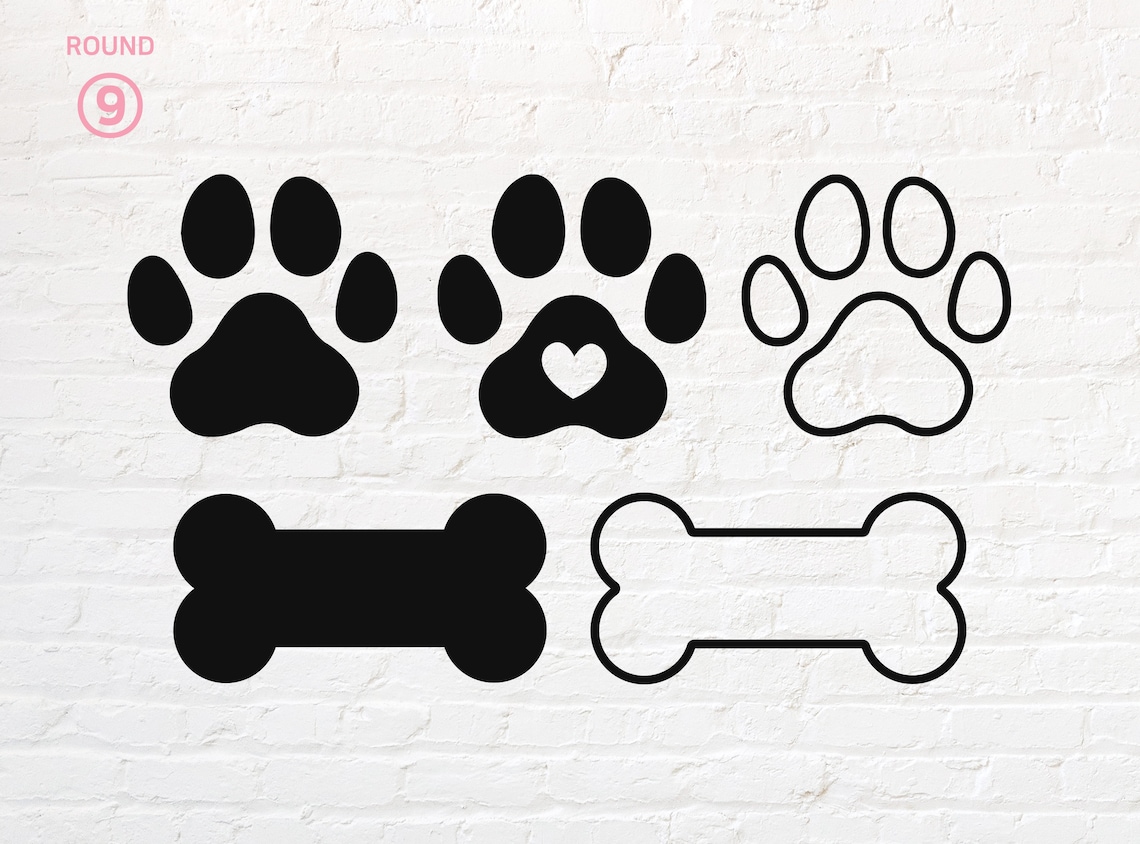 Dog Paw Outline Svg Dog Bone Outline Svg Png Dxf Eps Pdf Etsy