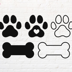 Dog Paw Outline svg, Dog Bone Outline svg, png, dxf, eps, pdf