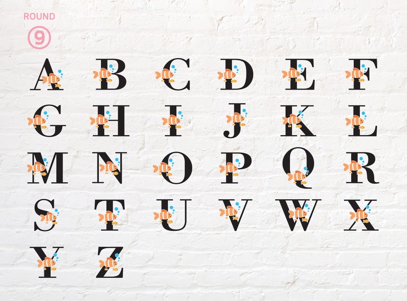 Fish Alphabet Svg Colorful Fish Monogram Svg Png Dxf Eps | Etsy