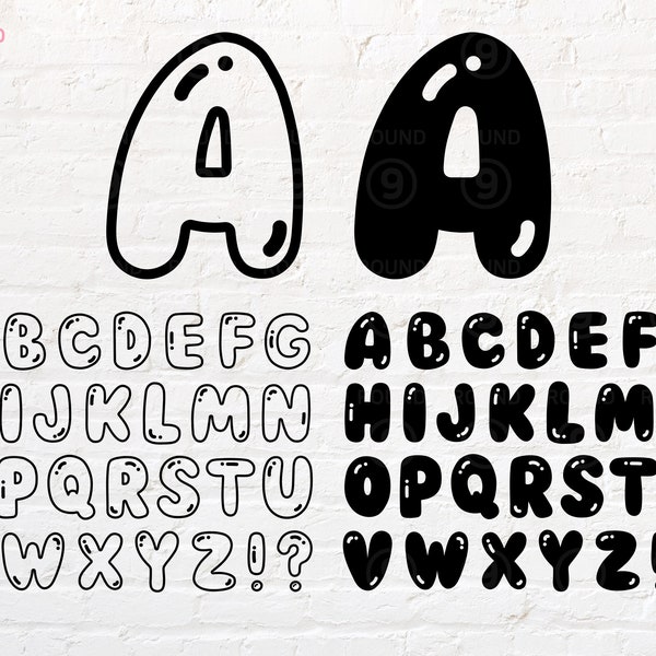 Bubble Font svg, Bubble Font Outline svg, png, dxf, eps, pdf