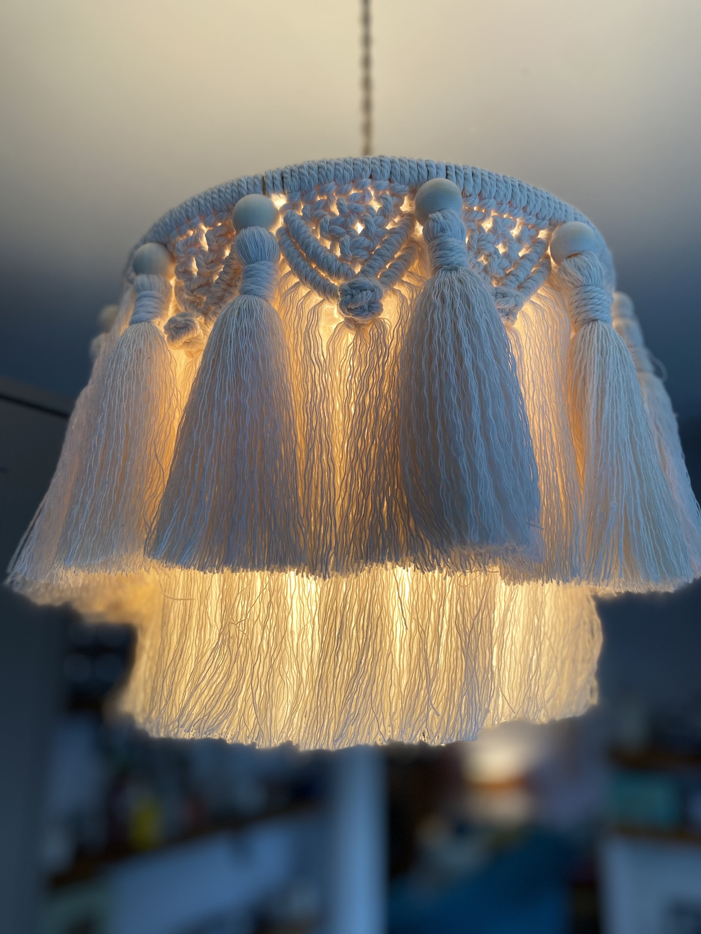 Macrame Full Tassel Lampshade/ Ceiling light boho lighting Etsy