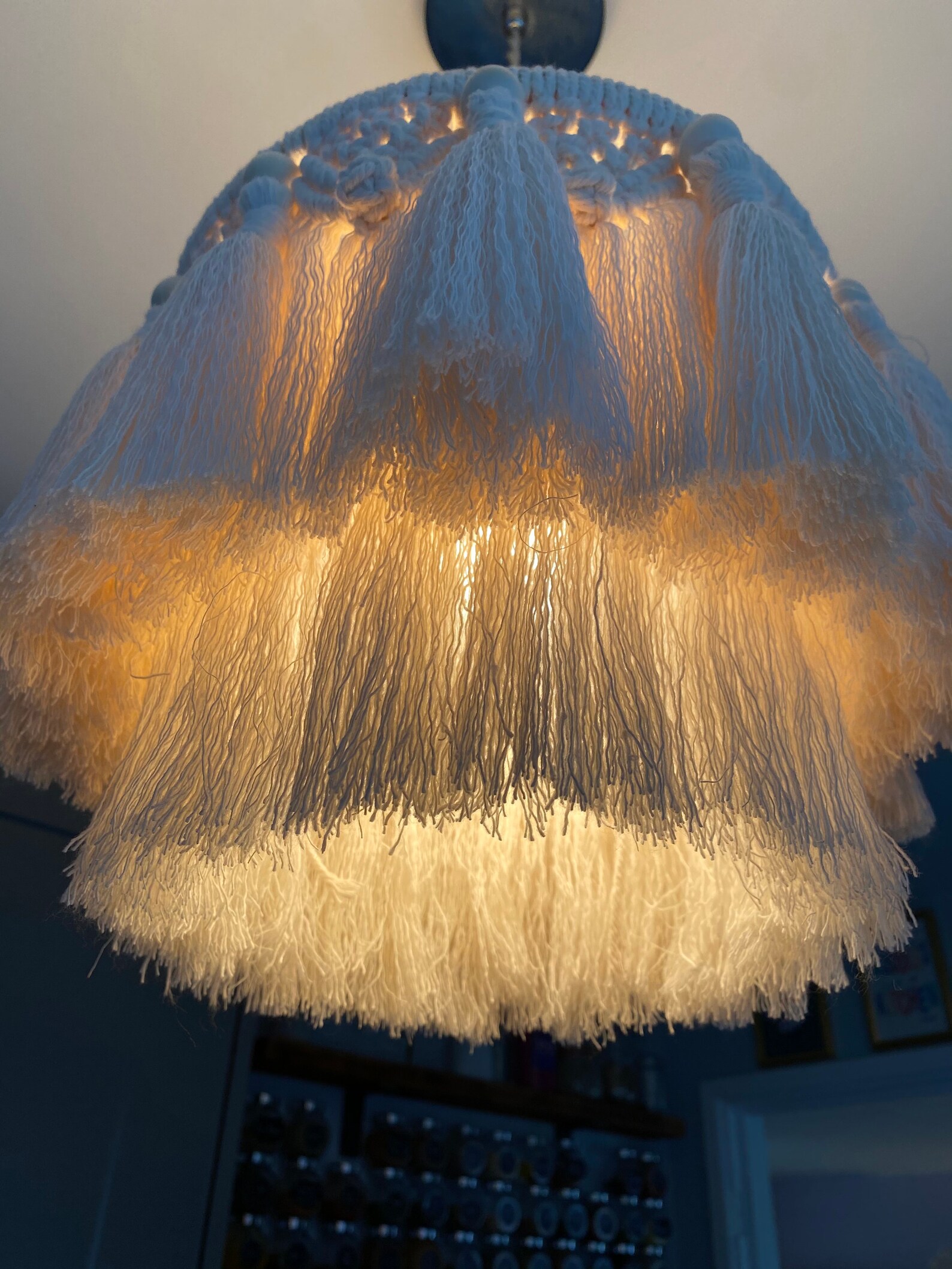 Macrame Full Tassel Lampshade/ Ceiling light boho lighting Etsy
