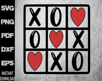 SVG Tic Tac Toe XOXO, png, pdf, dxf, eps, Valentine's Day SVG, Heart Tic Tac Toe Vector, Love Wins Tic Taco Toe svg