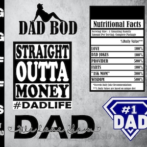Pacote SVG DAD, png, pdf, dxf, eps, Dadbod svg, #1 Dad svg, Super Dad svg, Nós te amamos, pai svg, Feliz Dia dos Pais svg