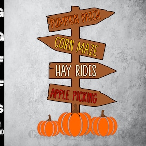 SVG Halloween Pumpkin Patch sign, png, pdf, dxf, eps, sinal Hay Rides, sinal Corn Maze svg, Apple Picking svg, sinais bonitos de abóbora SVG