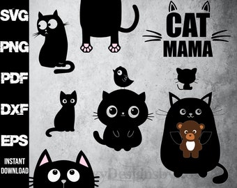 CAT MAMA SVG, png, pdf, dxf, eps, Cute Cats Svg, Funny Cat Bundle svg, Cat Mama svg, Meow Cats svg