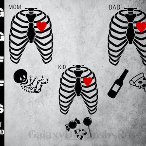 Caixa torácica de esqueleto da família SVG, png, pdf, dxf, eps, design SVG de gravidez, MOM svg, camisa de gravidez de Halloween svg, design de família de Halloween svg,