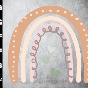SVG BOHO RAINBOW, png, pdf, eps, dxf, Boho Rainbow  Iron on, Boho Rainbow with Hearts Silhouette
