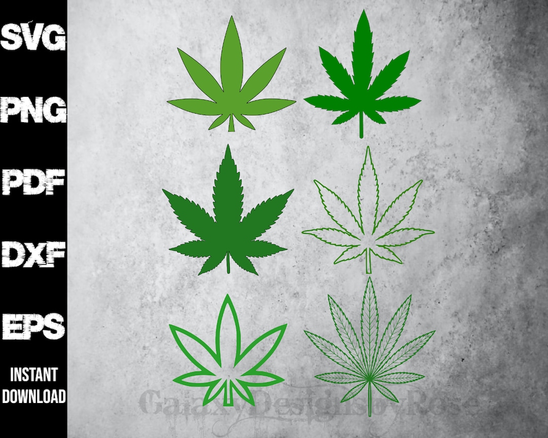 SVG Pot Leaf, Png, Pdf, Dxf, Eps, Marijuana Leaf Silhouette, Weed Leaf