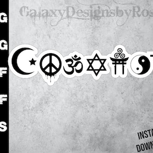 SVG COEXIST png, pdf, dxf, eps, sticker autocollant coexister, thermocoller, coexister paix amour SVG, sticker symboles coexister