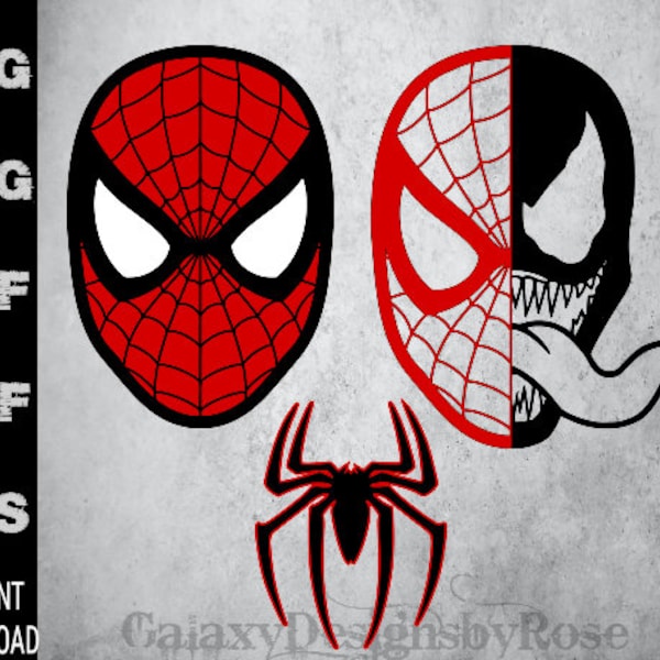 SVG Super Hero inspired, png, pdf, dxf, eps, Spider-Man SVG, Venom SVG, Spider-Man outline svg, Super Hero Shirt Design