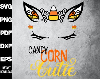 SVG Unicorn Candy Corn, png, pdf, dxf, eps, Candy Corn Cutie SVG, Halloween Unicorn SVG, Cute Unicorn Candy Face svg