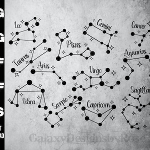 Inspiré des signes du zodiaque SVG, png, pdf, dxf, eps, silhouette constellations, signes du zodiaque SVG, signes du zodiaque mensuels SVG, constellations d'étoiles