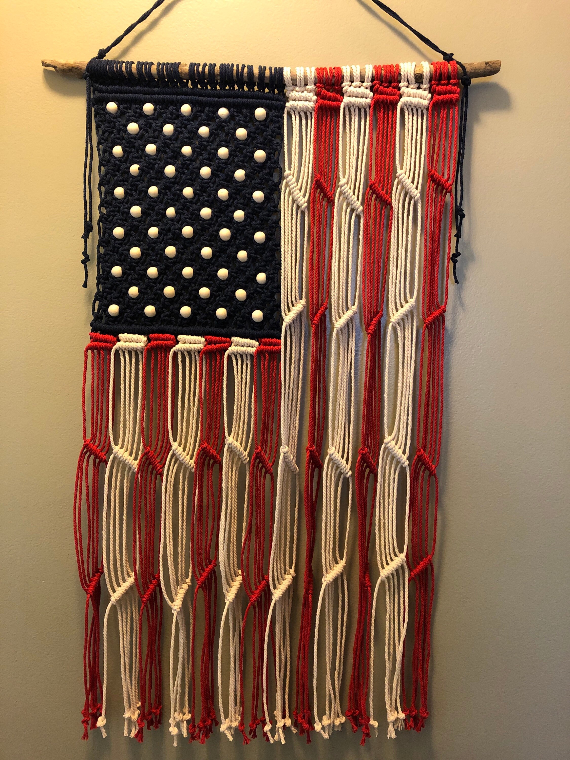 American Flag Macrame Wall Hanging Etsy
