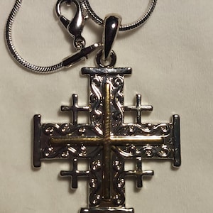 Jerusalem Cross Necklace Silver Plated