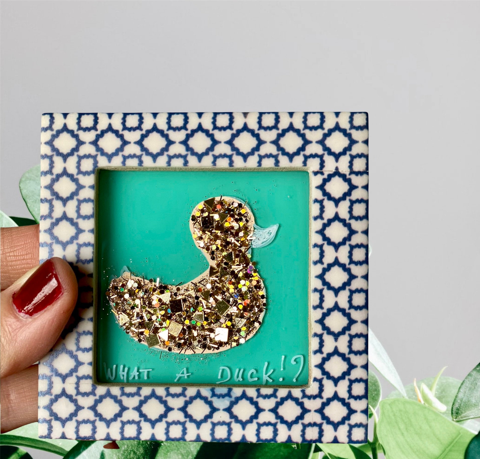 Gift Mini Original painting What a duck? wall art Little sparkly duck Gift Mini Original painting What a duck? wall art Little sparkly duck