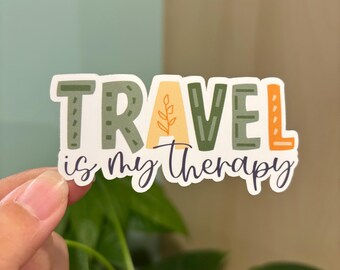 VIAJAR es mi pegatina de terapia, Pegatina de Viaje.