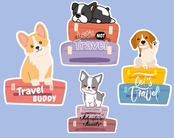 Pegatina de viaje para perros, Pegatina para mascotas, Compañero de viaje, Pegatina de viaje, Amor por los viajes, Amantes de los perros, Pegatina de vinilo
