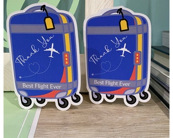 Flight Attendant Thank You Card, Flight Crew Thank You Card, Gift card holder, Travel Card, Thank You Card, Airline Card pack of 4 cards