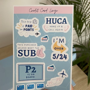 Feuille d'autocollants pour cartes de crédit 4 x 6 pouces, points et miles. Lingo des cartes de crédit, Humour, Voyage