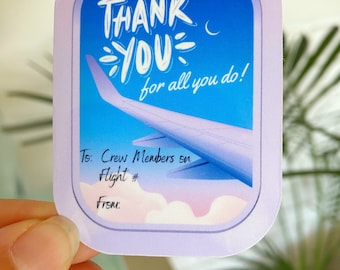 Flight Attendant Gift bags label , Flight Crew Thank You sticker, Airplane Window Label, Travel sticker set of 7