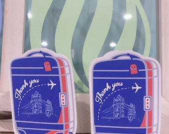 Tarjeta de agradecimiento para asistente de vuelo, tarjeta de agradecimiento para tripulación de vuelo, tarjeta de aerolínea, tarjeta de agradecimiento, tarjeta de viaje, tema de Londres.