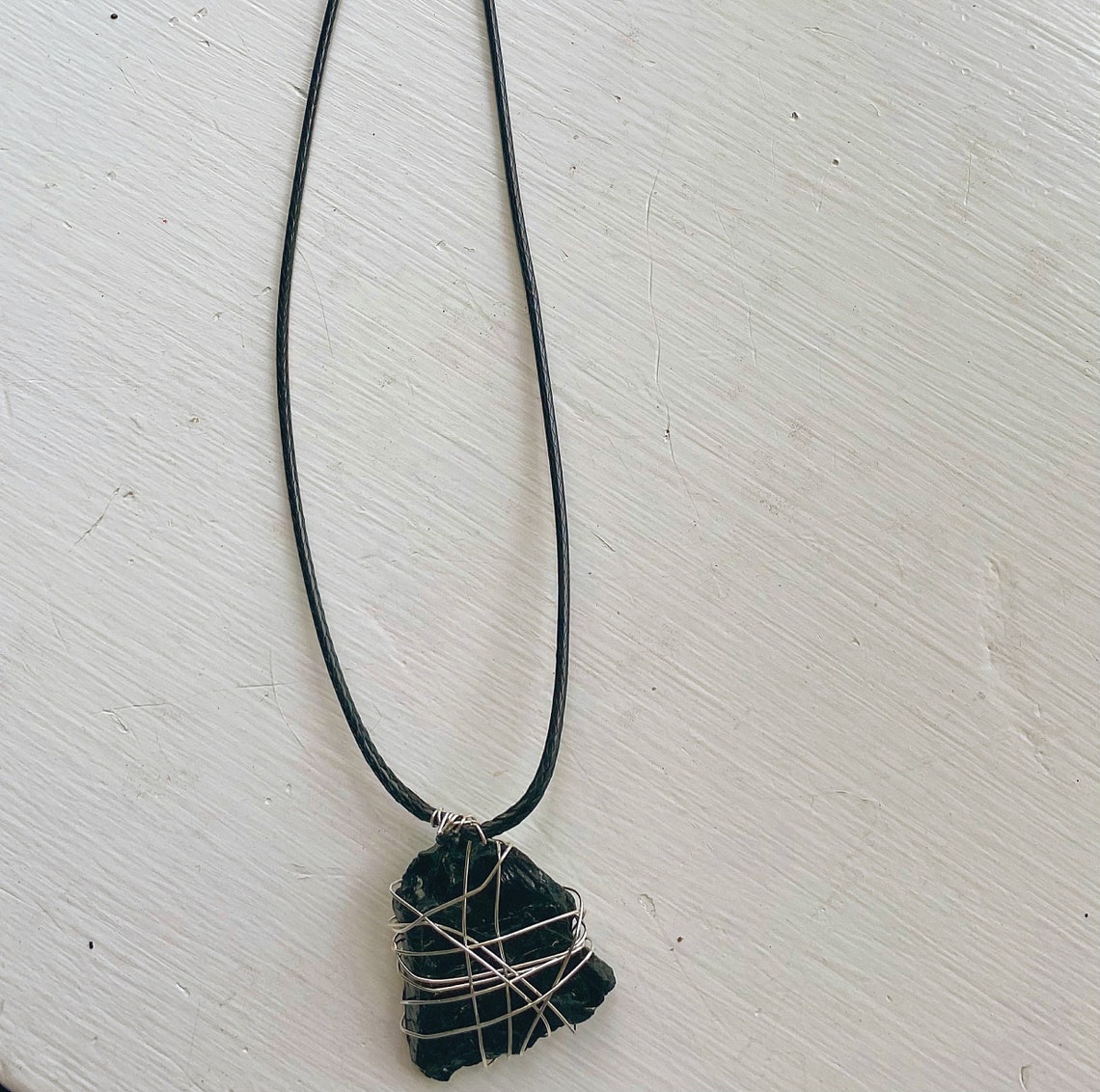 Genuine black tourmaline crystal necklace | Etsy