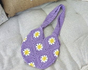 Handmade Crochet Bag, Granny Square Bag, Crochet Tote Bag, Boho Bag, Bohemian Crochet Purse, Knitted Women Accessory, Crochet Purse