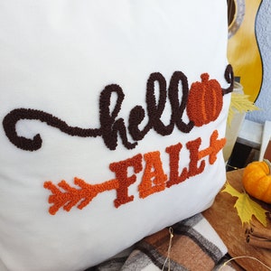 Pumpkin Pillow Case, Autumn Pillow Case, Fall Pillow Cover, Fall Decor Pillow, Autumn Decor, Farmhouse Decor, Punch Pillow Cover, Hello Fall image 5