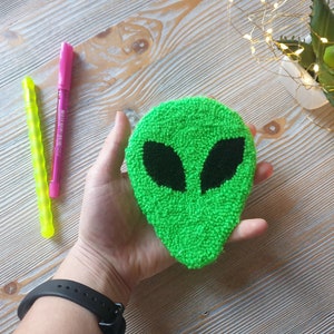 Handmade Coaster / Punch Needle Coaster / Tufted Coaster / Punch Needle Mug Rug / Punch Needle Mini Rug / Christmas Gifts / Jewelry Display Alien