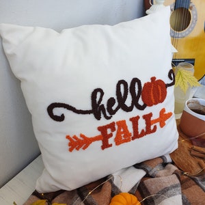 Pumpkin Pillow Case, Autumn Pillow Case, Fall Pillow Cover, Fall Decor Pillow, Autumn Decor, Farmhouse Decor, Punch Pillow Cover, Hello Fall image 4