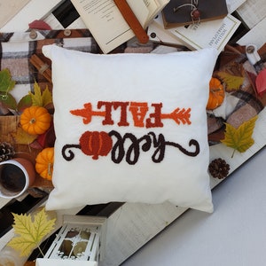 Pumpkin Pillow Case, Autumn Pillow Case, Fall Pillow Cover, Fall Decor Pillow, Autumn Decor, Farmhouse Decor, Punch Pillow Cover, Hello Fall image 6