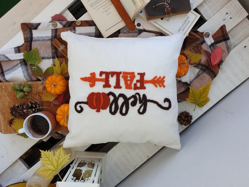 Pumpkin Pillow Case, Autumn Pillow Case, Fall Pillow Cover, Fall Decor Pillow, Autumn Decor, Farmhouse Decor, Punch Pillow Cover, Hello Fall image 6