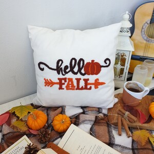 Pumpkin Pillow Case, Autumn Pillow Case, Fall Pillow Cover, Fall Decor Pillow, Autumn Decor, Farmhouse Decor, Punch Pillow Cover, Hello Fall image 3