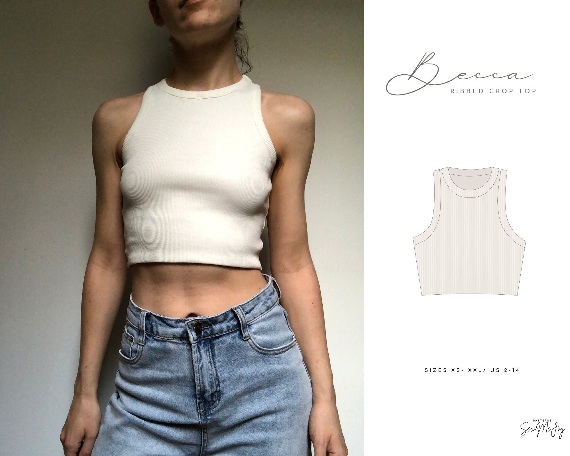 Bliksem Seraph Vertolking Crop Top Sewing Pattern PDF Ribbed Tank Top for Women - Etsy