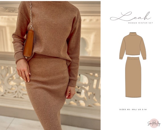 Winter Skirt Set Pattern for Women Etsy