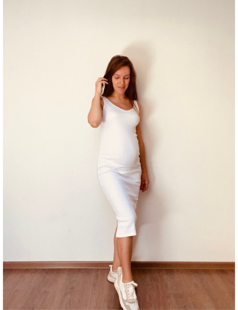 Bodycon Rib Knit Dress Pattern, PDF Bump Friendly Dress image 3