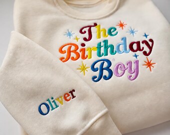 Personalized Birthday Boy Jumper | Rainbow Embroidered Kids Sweatshirt