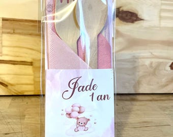 Tovaglioli portaposate in legno - personalizzati - per i vostri eventi, primo compleanno - battesimo - matrimonio - tutti i temi sono possibili.